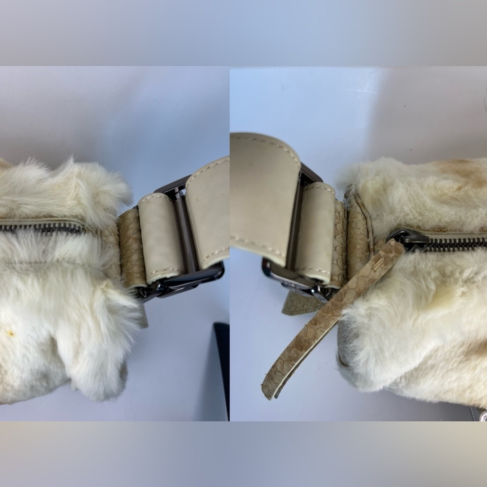 NWOT Vintage TOD’S ‘Bamboo’ Rabbit Fur/Python Leather Barrel Bag - Picture 9 of 17